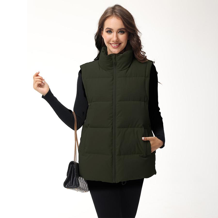 Women's Oversized Puffer Vest Stand Collar Zip Up Warm Sleeveless Coat For Spring Fall AJM-00001