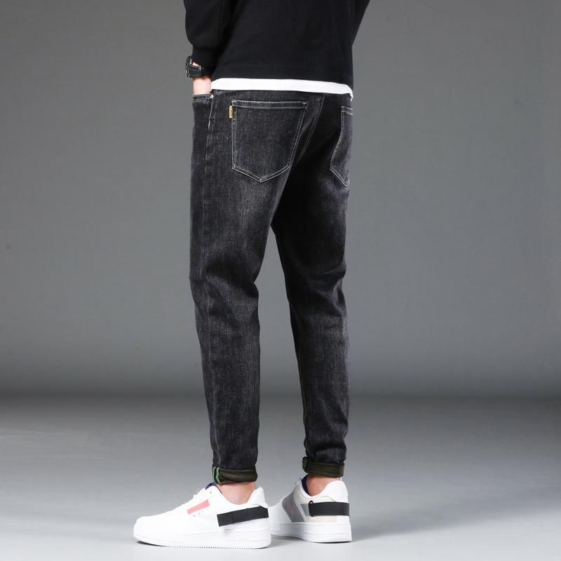 Pánské jarní džíny střední pas elastické korejské volné módní značky Harun dlouhé kalhoty pánské kalhoty s malým rovným rukávem