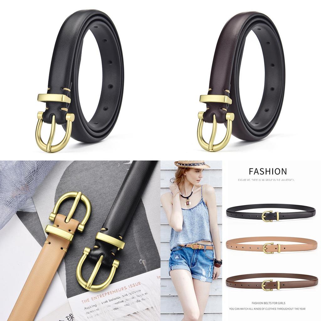 Minimalist Womens Pu Leather Belt With Geometric Design And Alloy Buckle For Casual Style