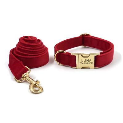 Collier pour chien personnalisé Collier pour animal de compagnie personnalisé Gravure gratuite Étiquette d'identification Nom Accessoire pour animal de compagnie Velours rouge Fibre Collier pour chiot Laisse