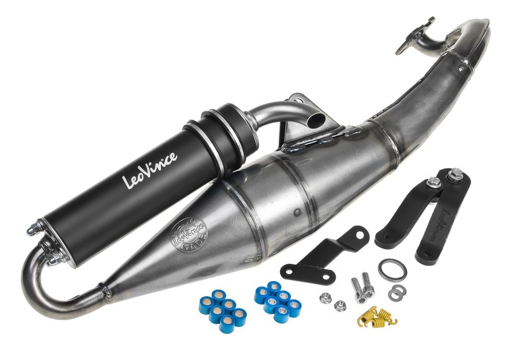 LeoVince TT Black complete exhaust, Minarelli horizontal (E)