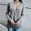 Women S Fall Winter Sexy V Neck Loose Knit Pullover Sweater