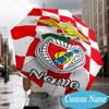 Custom Name Benfica Football Crest Umbrella Folding Umbrella, Automatic Umbrella - 8-Frame for Travel, Casual Lightweight Personalized Gifts