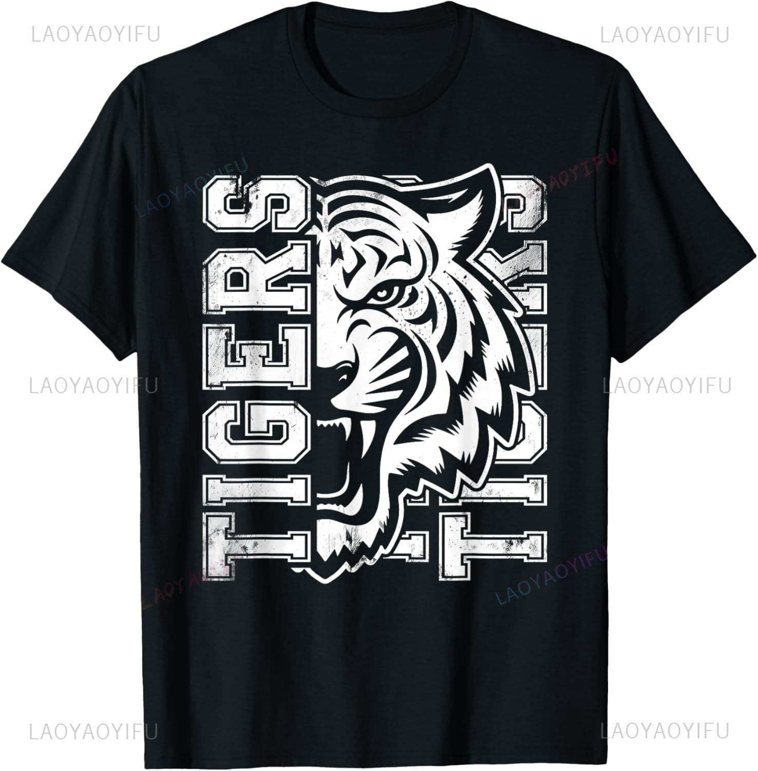 Винтажная футболка с маскотом команды Tigers School Sports Fan Team Spirit, с индивидуальной печатью, унисекс, Camiseta Hombre S