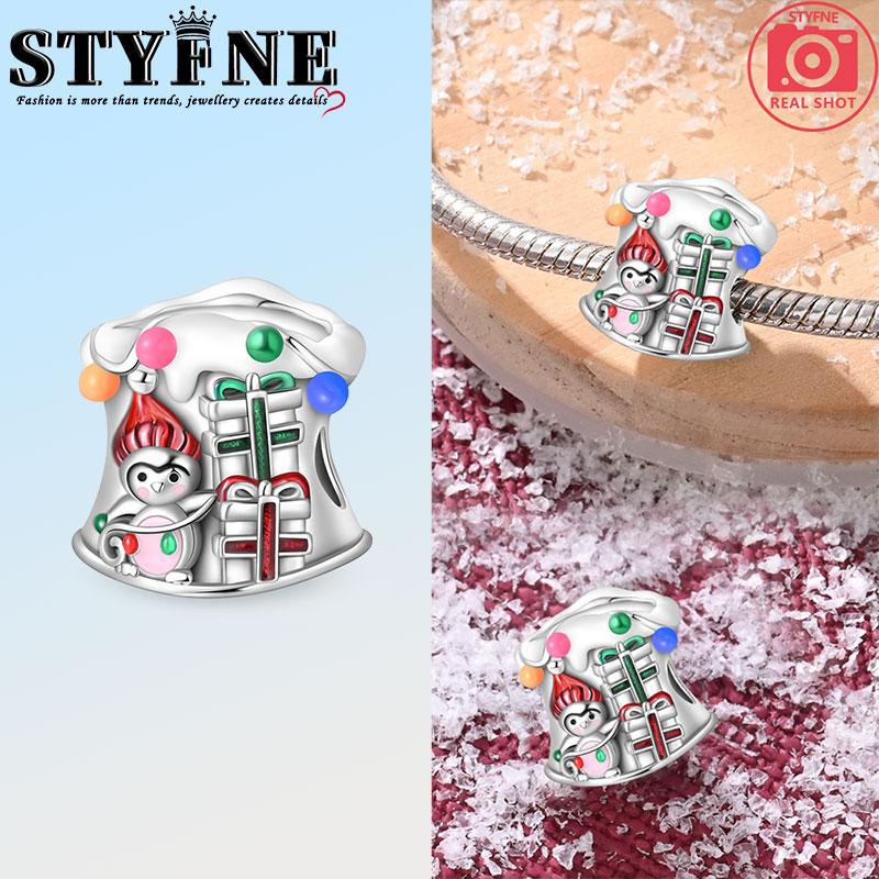 Christmas Charms Creative Santa Claus Christmas Tree Red Socks Boots Copper Beads Diy Bracelets Jewelry For Women