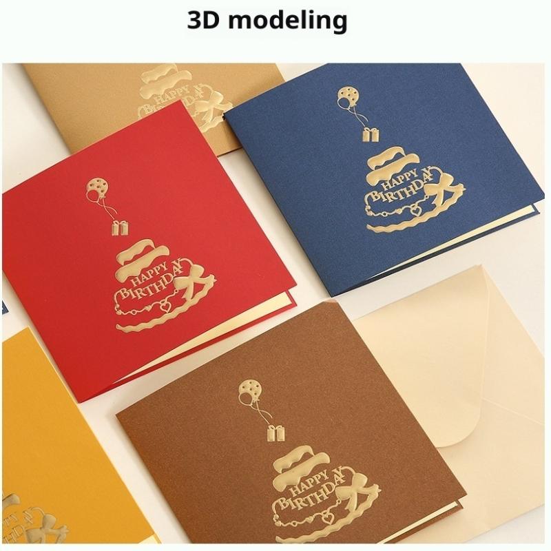 3D Unique Pop Up Birthday Card For Kids Boy Baby Shower First Birthday Party Greeting Cards Handmade Miniatures Postcard Gifts