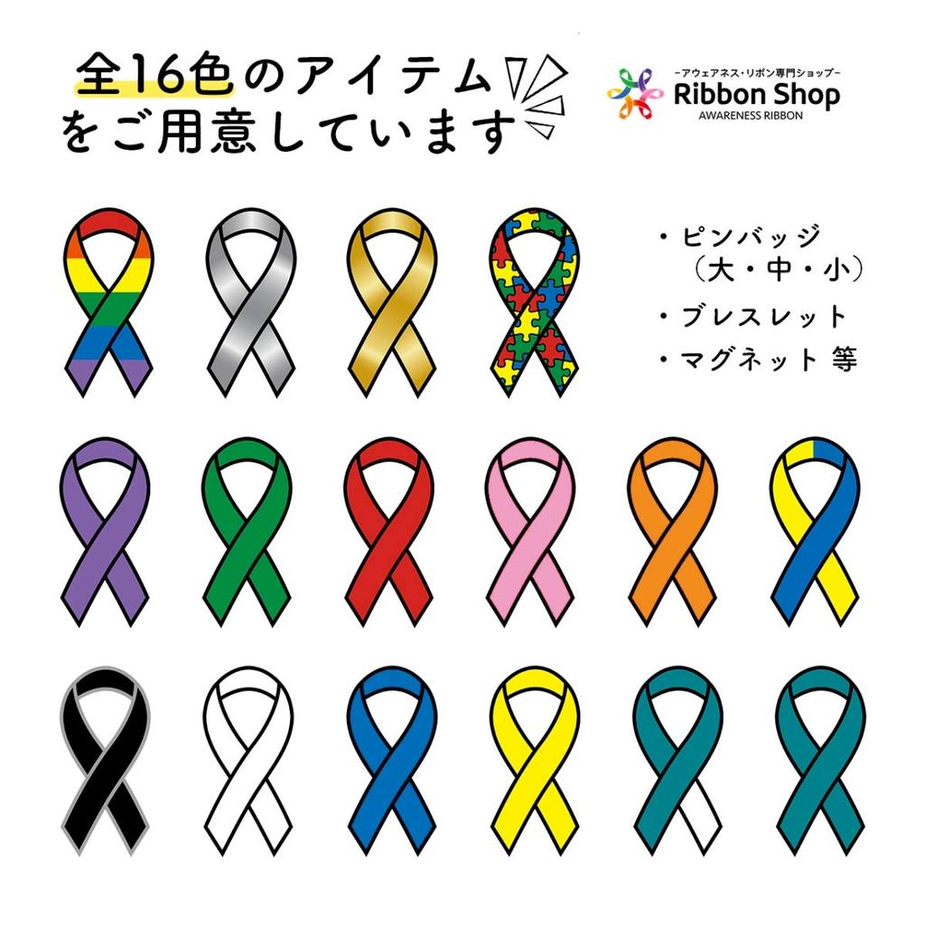 AWARENESS RIBBON Pin Badge SDGs Depression Schizophrenia Silver Ribbon Silver Large
