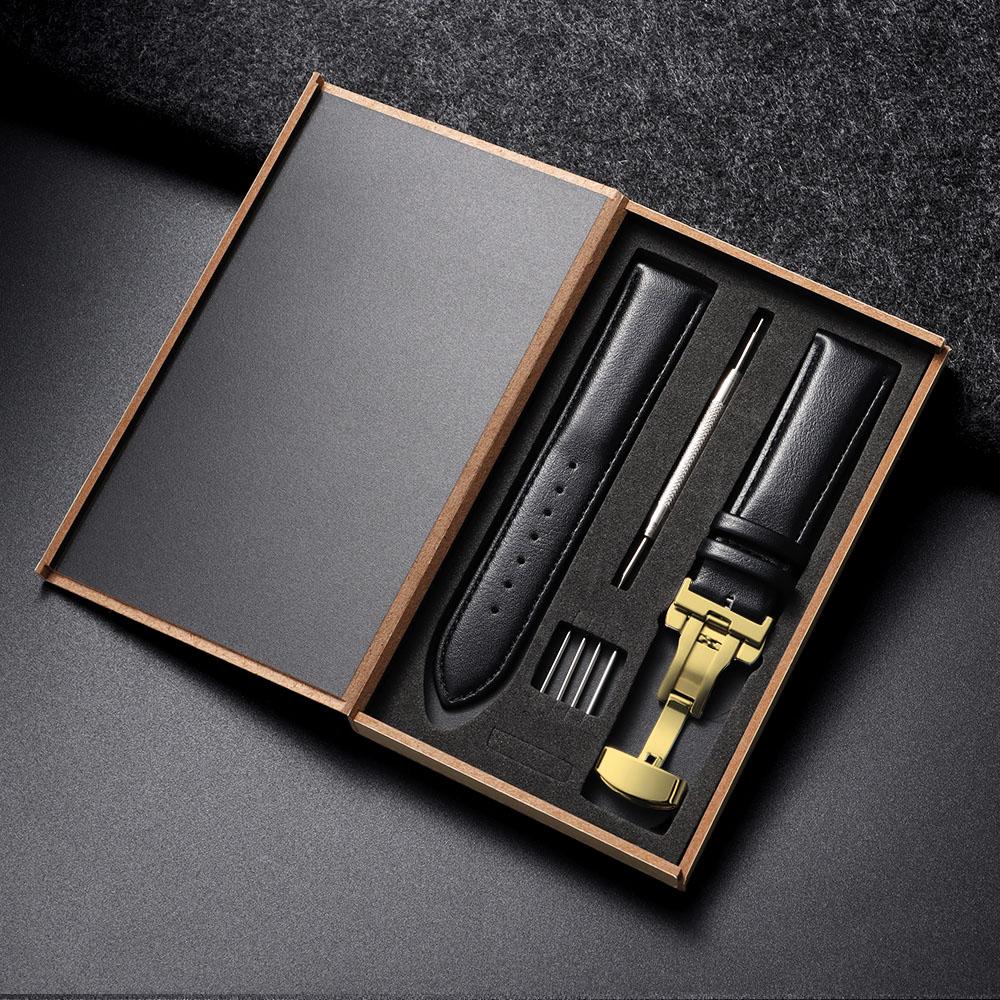14mm 16mm 18mm 20mm 22mm 24mm Genuine Leather Watchband Watch Strap Butterfly Buckle for Men Women Business with Box Wrist Belt