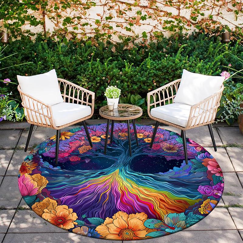 Tree of Life pattern round rug,Carpet Rug for Living Room Bedroom Sofa Playroom Decor,Non-slip Floor Mat,Holiday Gifts and Birthday Gifts.