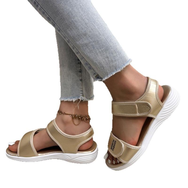 Beach Sandals Women's Summer Ladies Mesh Wedge Heel Large Size Casual Velcro Sports Sandals