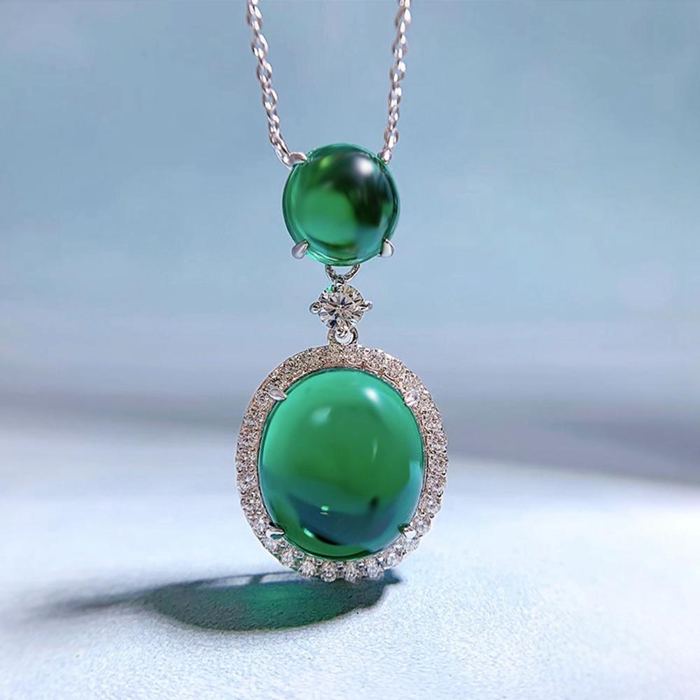 

Ожерелья из белого золота 18 карат, овальные 14*16 мм, сапфиры и драгоценные камни для женщин, свадебный подарок, стерлинговое серебро 925 пробы, ювелирные изделия