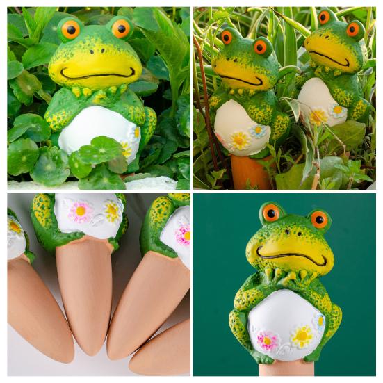 4Pcs Terracotta Self Watering Frog Planter Watering Spikes Slow Insert Automatic Spikes Cute Release Watering Tools
