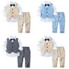 Completo formale per ragazzo in stile britannico: Completo due pezzi: Camicia con papillon, Bretelle e Pantaloni lunghi.