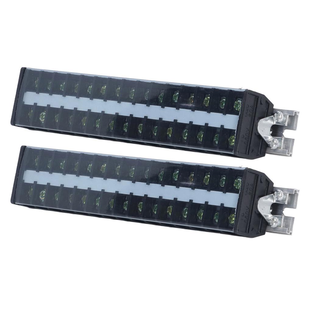 2PCS 660V 20A Wire Barrier Block Rail Wiring Terminal Strip Insulated Shell for Bridge Lighting T2015