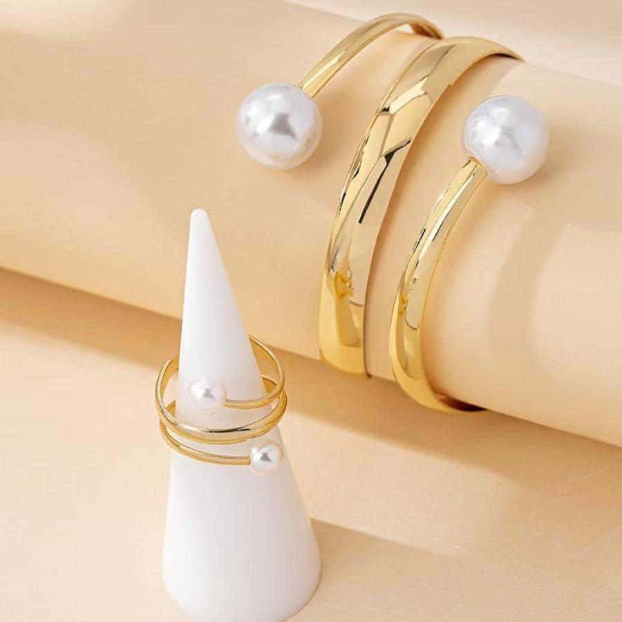 [Vintage-style Jewelry Set] New Minimalist Jewelry Set | Vintage-style Hand Accessories, Irregular Lines, Open Bangle and Ring, Instagram Aesthetic