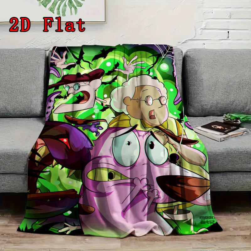 Courage the Cowardly Dog 2D Flat Pattern Flannel Blanket High quality All Seasons Warmth and Comfort Perfect for Christmas Gifts.SMT0917204