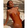 Costum de baie dintr-o piesă sexy cu gât legat și decolteu adânc, cu șnur lateral și decupaje, subțietor, pentru vacanță, pentru femei