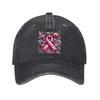 Pink Ribbon Breast Cancer Awareness Abstract Print Cotton Baseball Cap Adjustable Casual Dad Hat