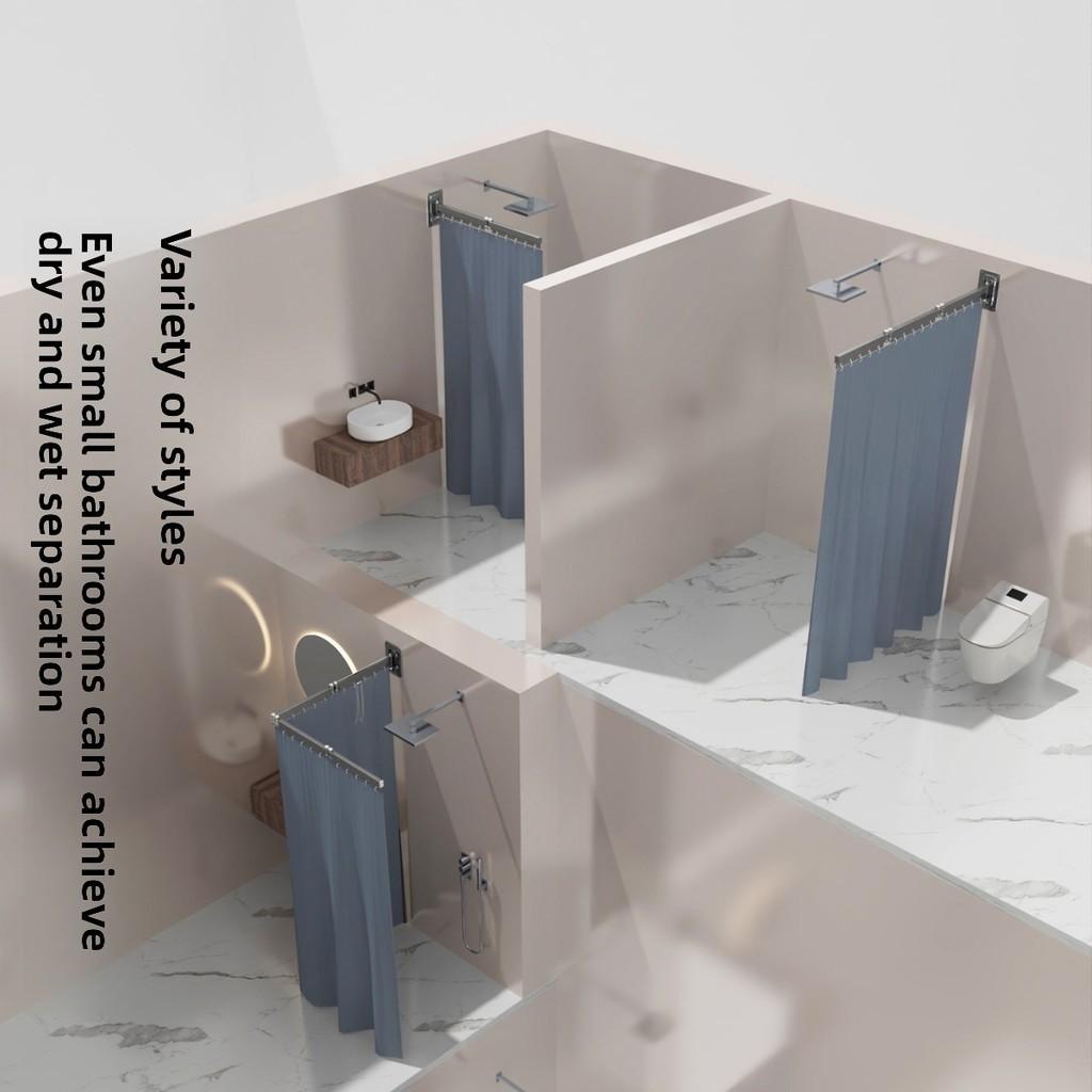 Opvouwbare Badkamer Divider Zonder Boren Waterdicht Nat-Droog Scheiding Douchegordijn Legering Rail Douche Afscheiding Benodigdheden