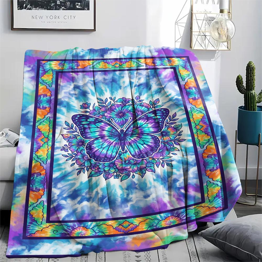 Butterfly Decoration Print Flannel Blanket, High quality Comfortable for All Seasons, Home Decor, Warmth and Comfort, Perfect for Christmas Gifts38
