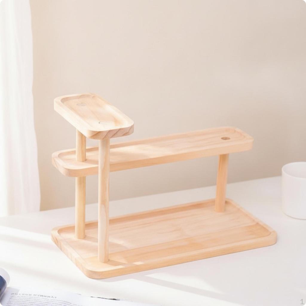 Wooden Display Riser Stand Minimalist ThreeTier Multifunctional for Collectors, Desk,