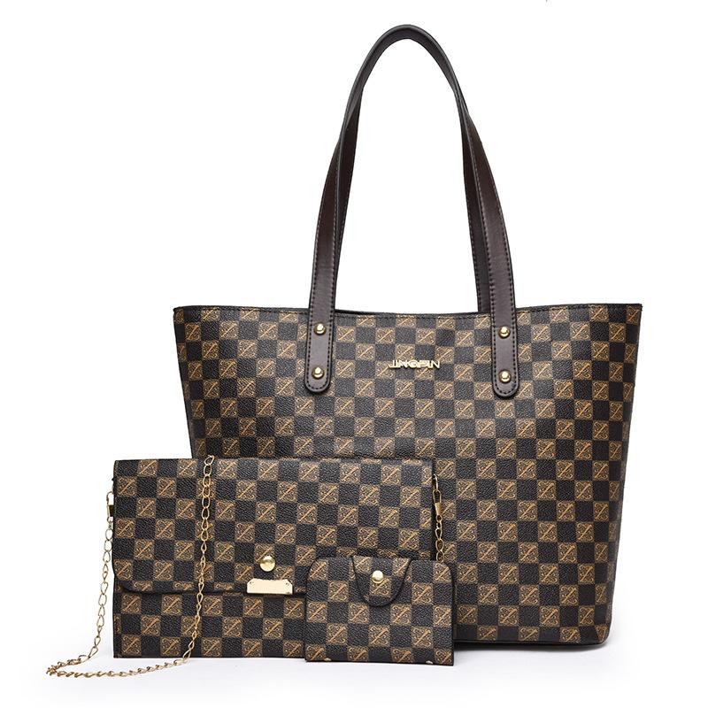 

Новая печатная наплечная сумка, клетчатая сумка-мессенджер, контрастного цвета, большой вместимости, текстурная женская сумка, сумка для мамы темный кофе