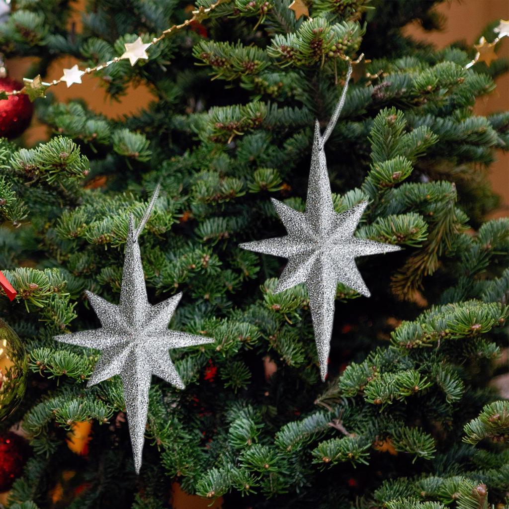 2 Pieces Christmas Glitter Star Pendants Hanging Ornaments Decor for Wedding