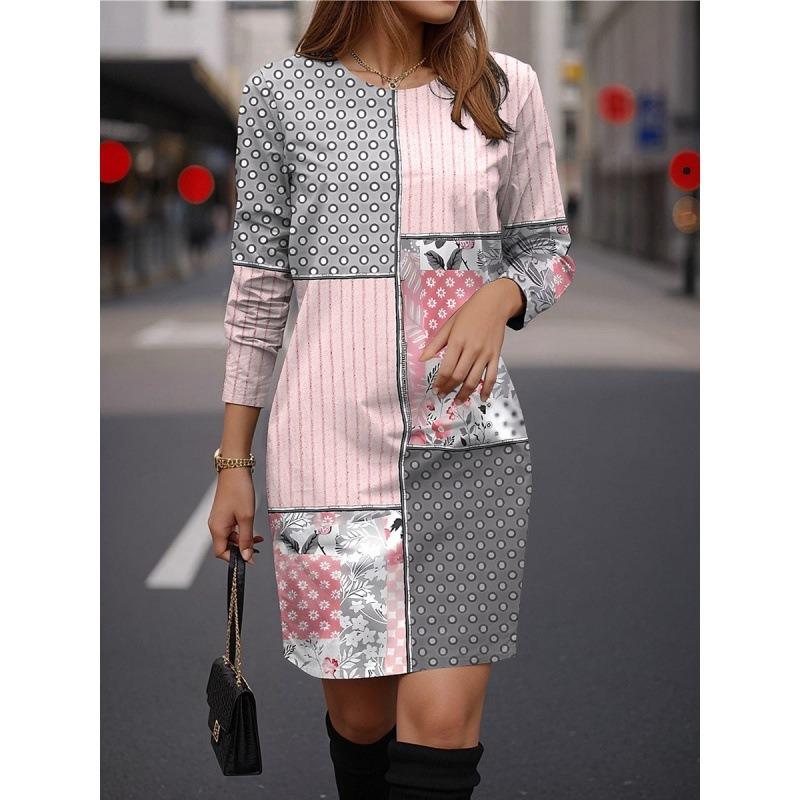 IHUASU Fashion Autumn Winter Long Sleeve O-Neck Casual Dresses