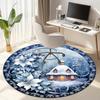 Cute Christmas Day Gift Bell Santa Claus Snowman Christmas Tree round rug Home Soft Decorative Anti slip Chair Mat Carpet Outdoor Floor Mat Carpet 32