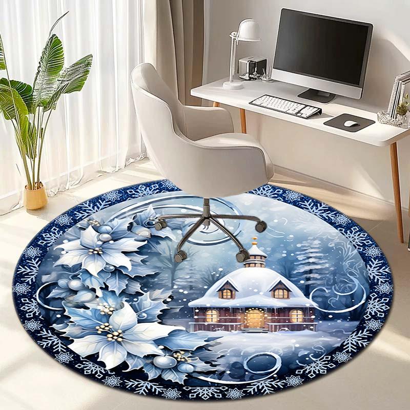 Cute Christmas Day Gift Bell Santa Claus Snowman Christmas Tree round rug Home Soft Decorative Anti slip Chair Mat Carpet Outdoor Floor Mat Carpet 32