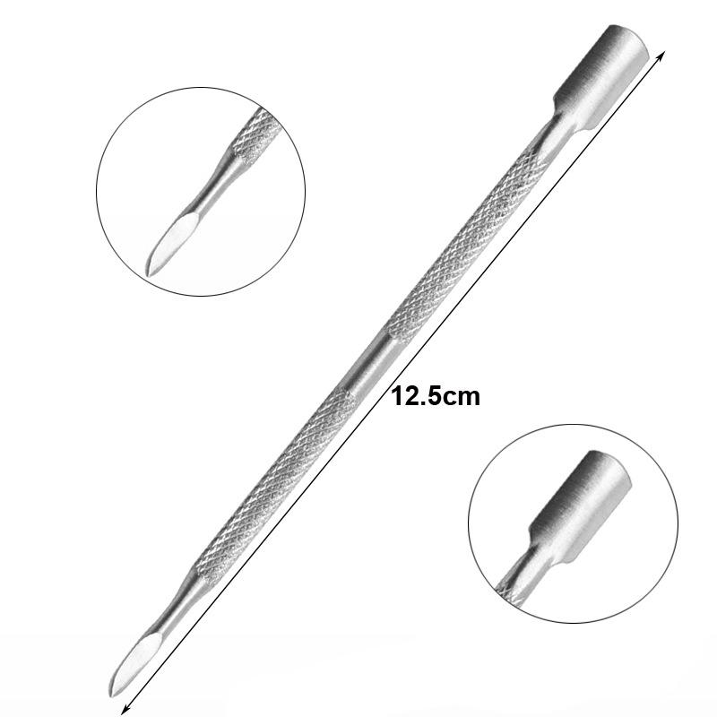 Dual-Use Stainless Steel Manicure Set: Double-Ended Dead Skin Pusher & Gel Polish Remover