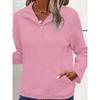 Buttoned Collar Long Sleeve Solid Texture Casual Women S Sweatshirt