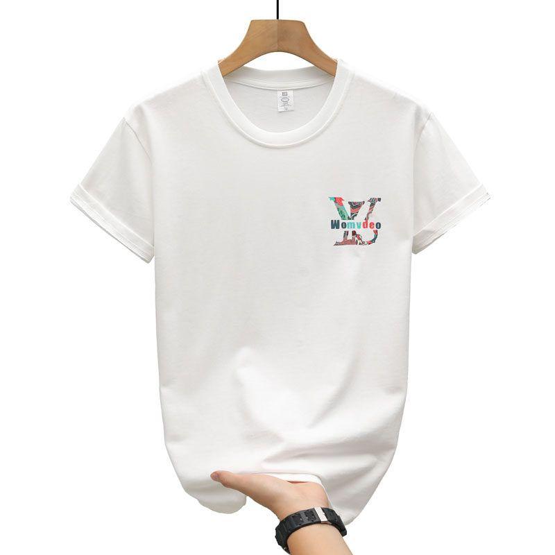 Foreign Trade Surplus Summer New Short-Sleeve T-Shirt for Men, Trendy Brand, Loose Fit, Pure Cotton, Casual Printed Clothing