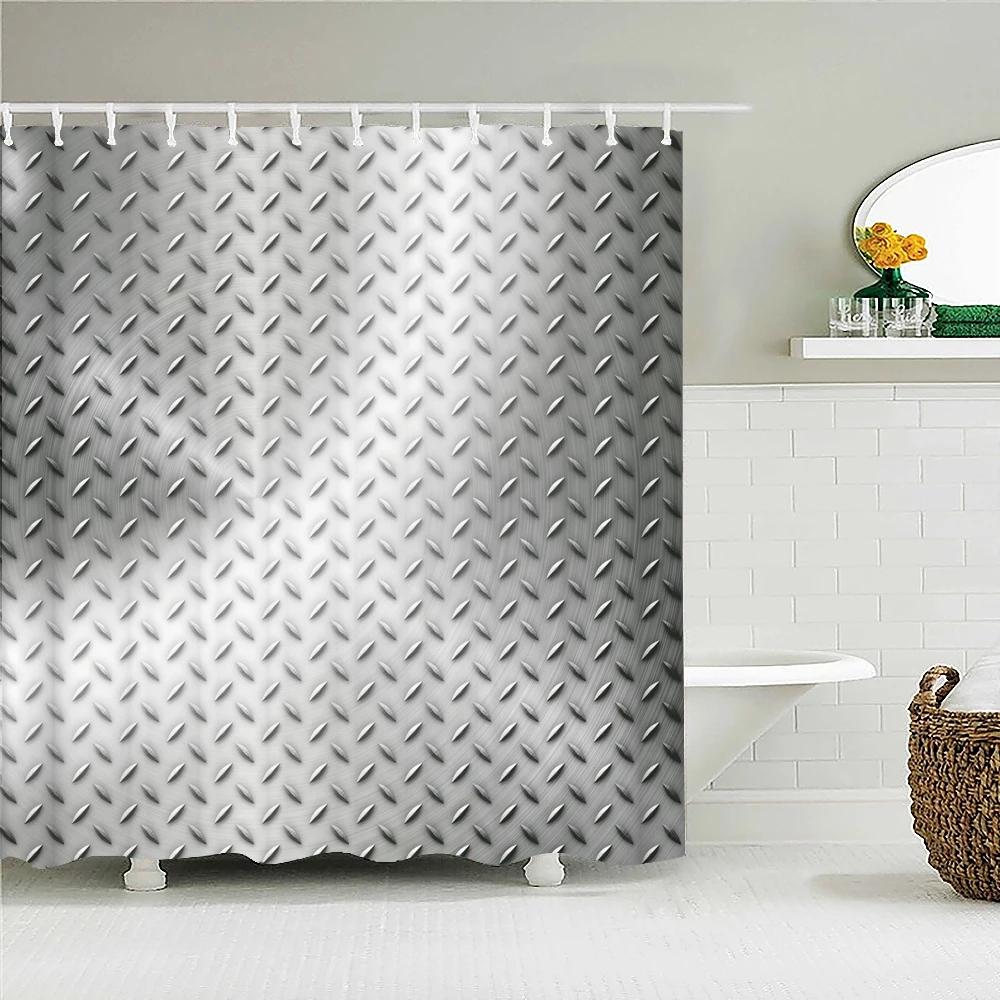 Retro Nostalgia Stone Metal Wall Painting Shower Curtain Waterproof Bathroom Curtain Fabric Art Shower Curtains Decor With Hooks