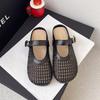 Sheepskin version~ Summer hollow mesh shoes sandals flat bottom soft and comfortable shallow mouth Mary Jane shoes hole women's shoes