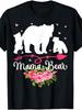 Unisex's Floral Mama Bear Family Graphic TShirtRetro Casual Short-sleeved T-shirt with a Round Neck