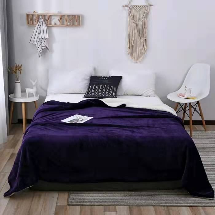 Soft and Comfortable Flannel Composite Sofa Blanket Double Layer Thickened Coral Fleece Winter Lamb Fleece Blanket