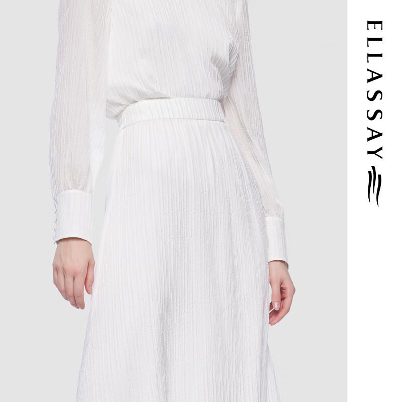 ELLASSAY 2025 Early Spring Elegant Silk Pleated Long Skirt