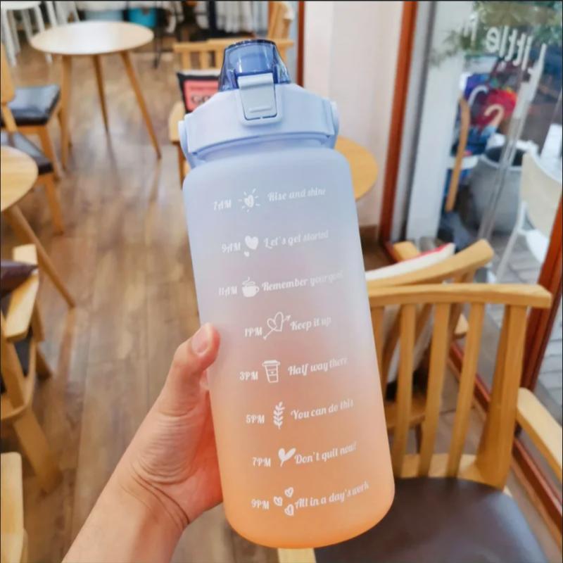 3 Adet Degrade Plastik Bardak Seti Büyük Kapasiteli Spor Su Şişesi Açık Hava Seyahat Spor Salonu Fitness Sürahileri Öğrenci Taşınabilir Pipetli Bardak