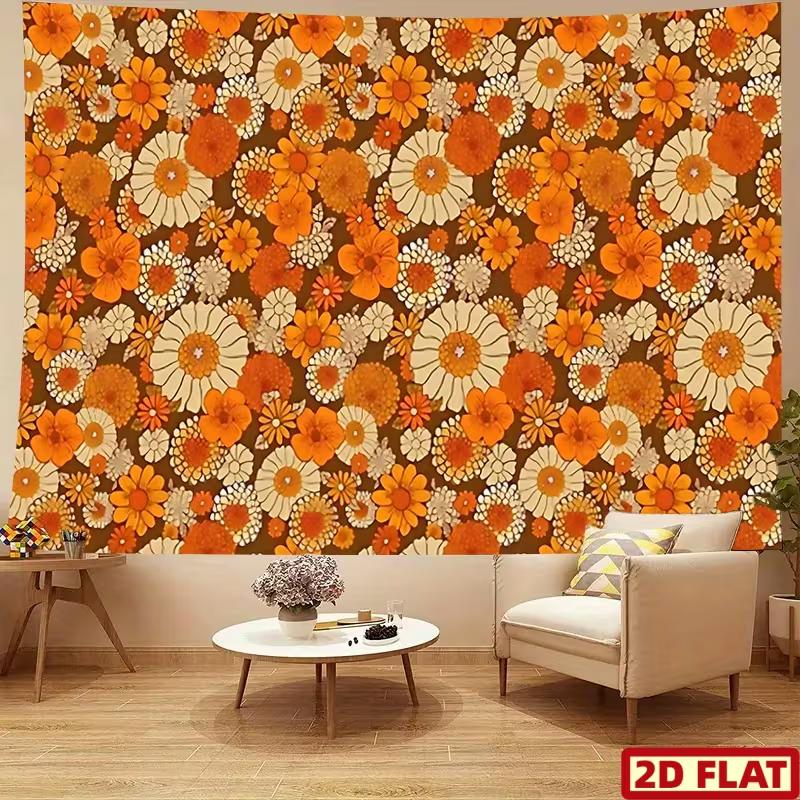 

2D Boho Vintage Floral Tapestry for Aesthetic Room Background & Party 47.2x31.5inch/120*80cm