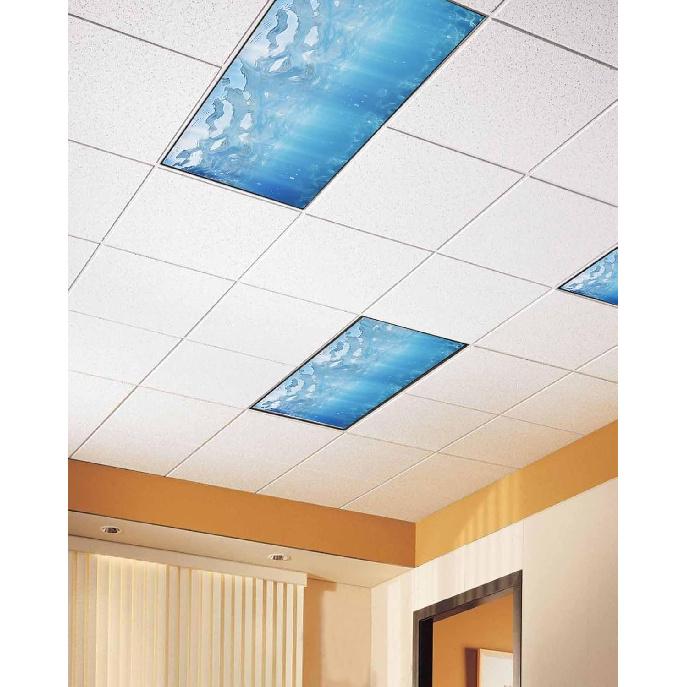 Summer 4 Pcs Fluorescent Light Covers, Ocean Blue Sea Waves Underwater Magnetic Light Filters Shade Panel Light Covers for Ceiling Lights Classroom