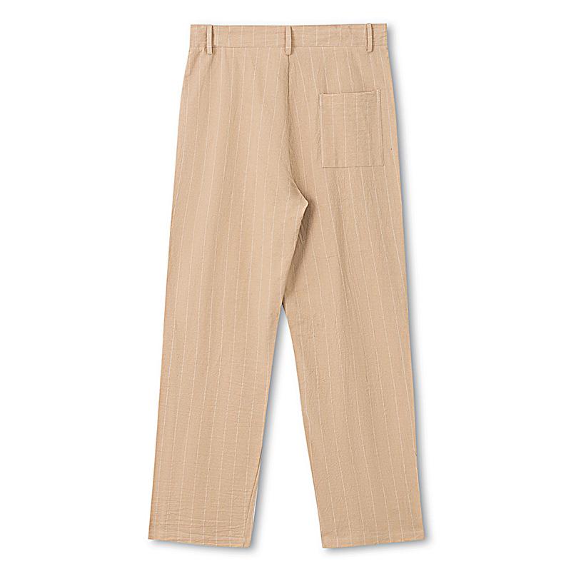 Men's Striped Linen Trousers - Casual Loose Fit for Spring/Autumn
