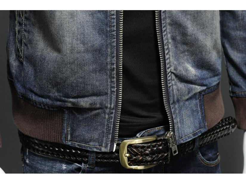 Men's Trendy Retro Stand-up Collar Denim Jacket - Spring & Autumn European Motorcycle Style