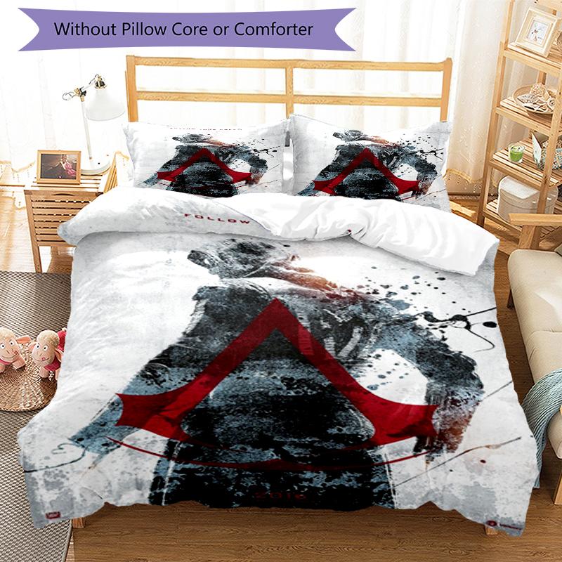 3pcs Assassin's Creed Bedding Set Duvet Cover Closure Includes 1 Duvet Cover & 2 Pillowcases, Soft and Comfortable for All Seasons.