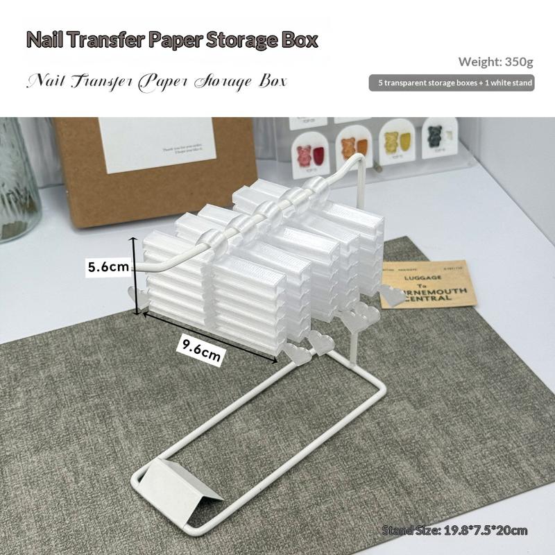 Nail Art Transfer Paper Organizer 10 Section Plastic Storage Box Compact Display Stand for Manicurist DIY Designs