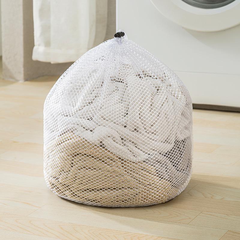 Thickened Drawstring Laundry Bag with Coarse and Fine Net for Large Towels