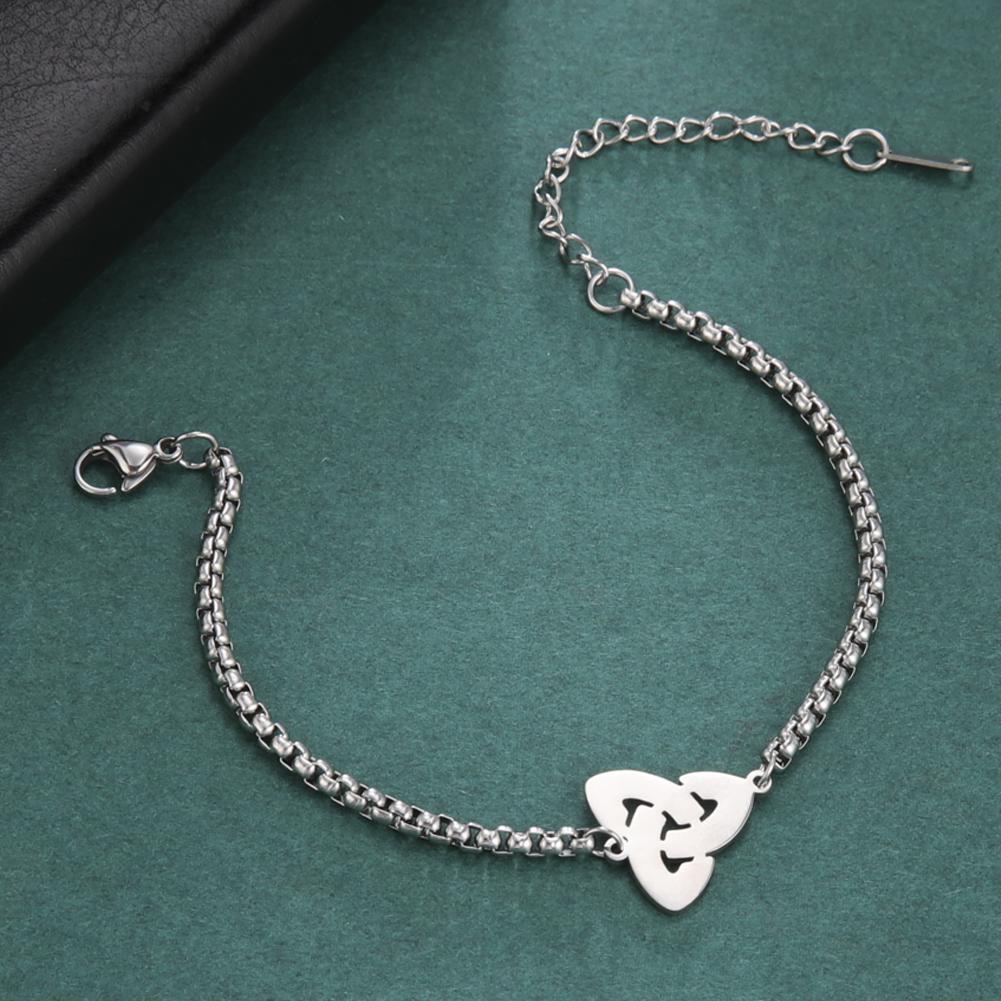 Dawapara Irisches Dreifaltigkeitsknoten Armband Triquetra Glücksbringer Spiritueller Partner Schmuck Edelstahl Neujahrsgeschenk