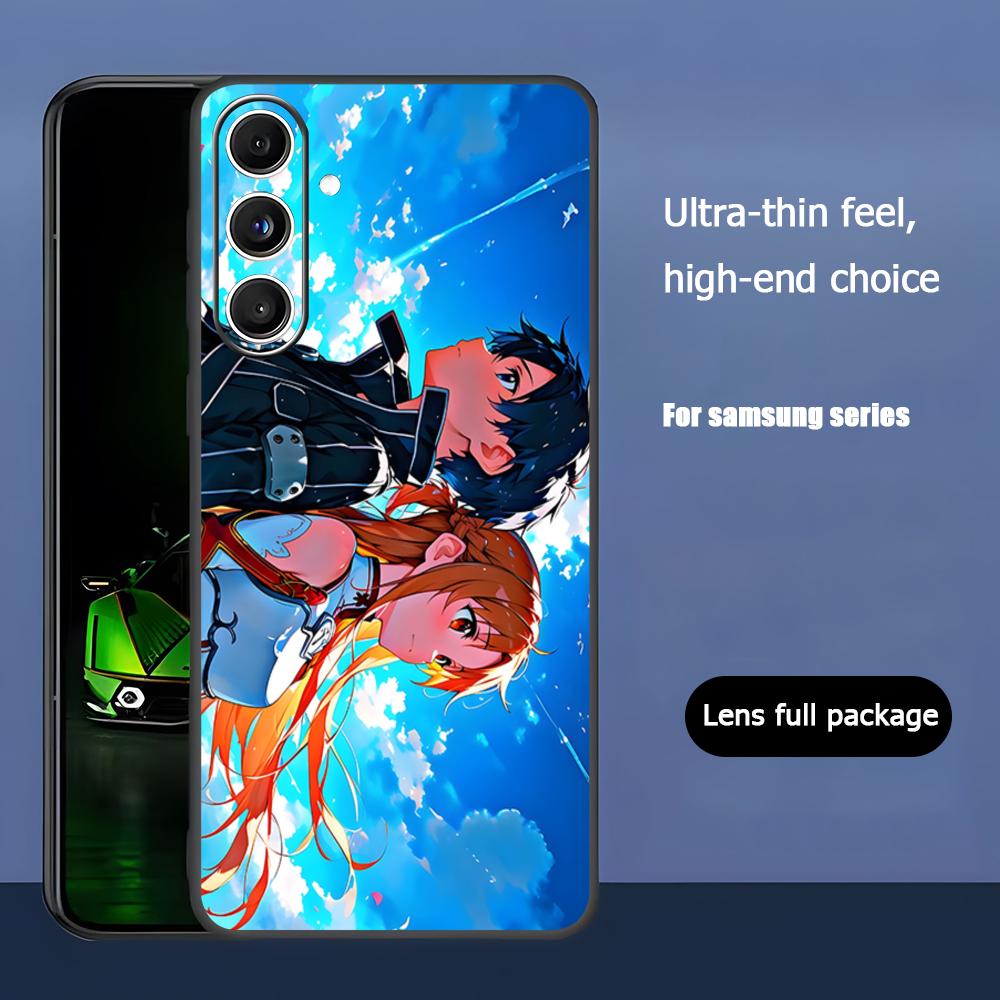 Cool Anime Sword Art Online Phone Case For Samsung Galaxy S25 S24 S23 S22 S21 S20 Plus Ultra Note20 Soft Black
