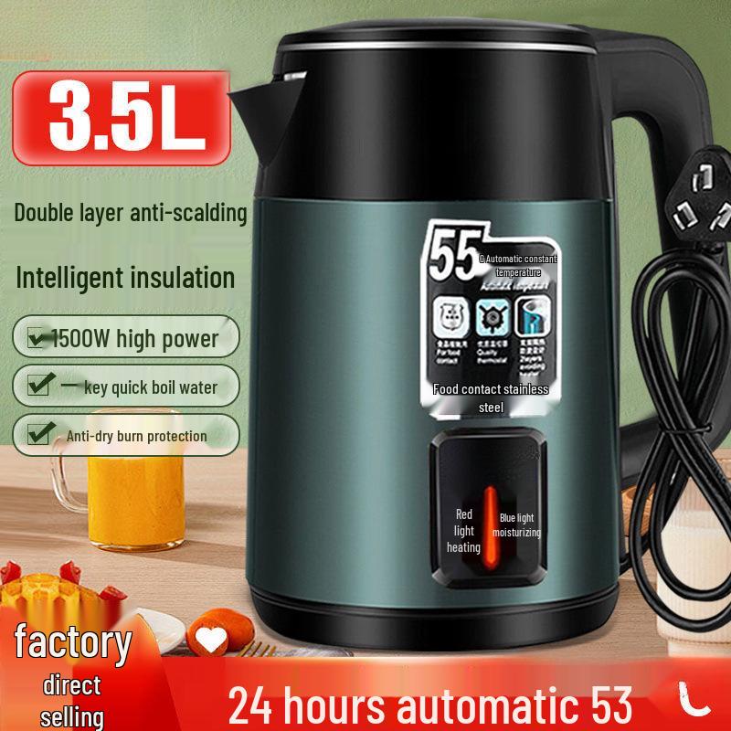 304 Stainless Steel Electric Kettle: Double-Layer, Anti-Scald, Quick Boil, Smart Insulation, Durable, Constant Temperature Control