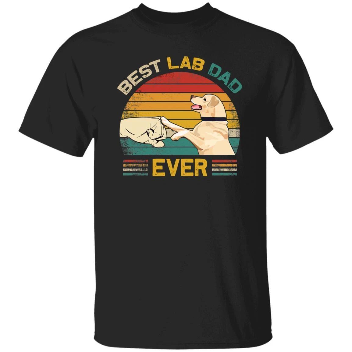 Retro Best Lab Dad Ever T-Shirt gift Labrador Dog owner Unisex tee Black Navy Da 4XL